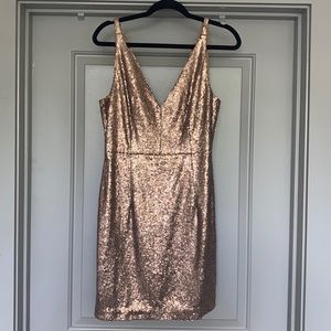 Gold sequin mini dress